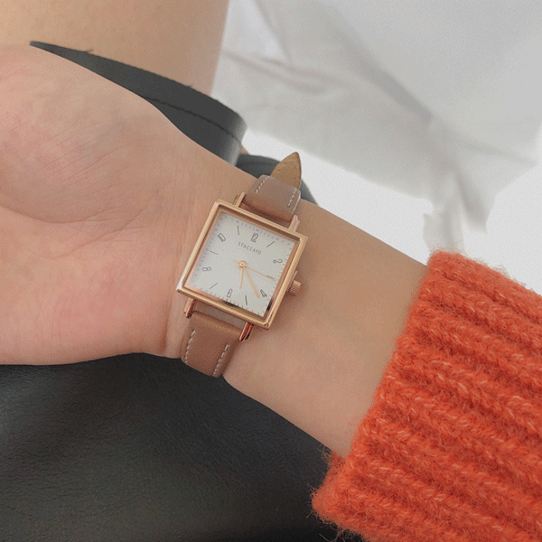 thecoi(더코이) / stitch square leather watch(스티치 스퀘어 가죽시계)