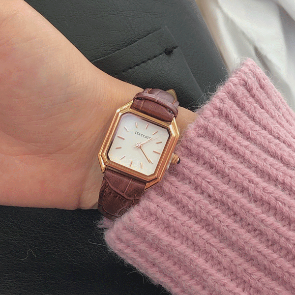 thecoi(더코이) / daily mini square leather watch(데일리 미니 스퀘어 가죽시계)
