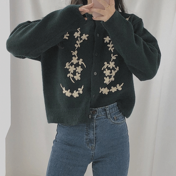flower knit cardigan(2)