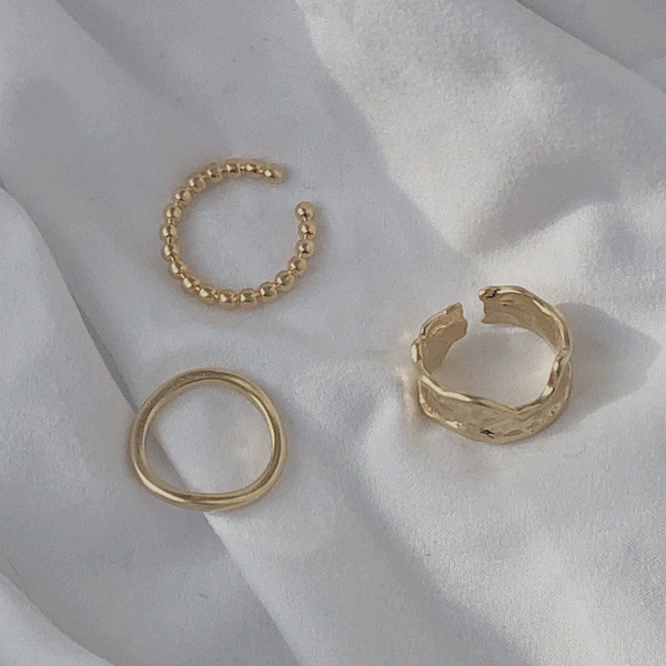3-set matt gold ring