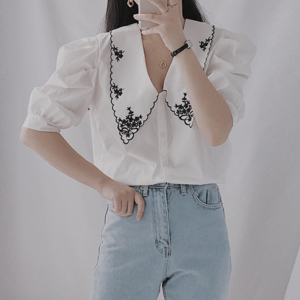 flower collar blouse