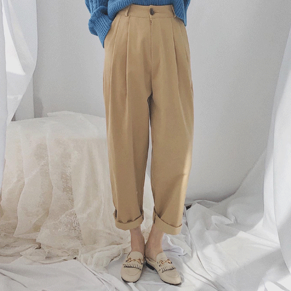 thecoi(더코이) / beige pin-tuck cotton pants(베이지 핀턱 코튼 면 팬츠)