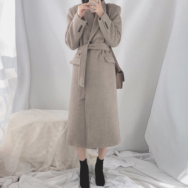 thecoi(더코이) /  wool beige belted long coat(울 베이지 벨티드 롱코트)