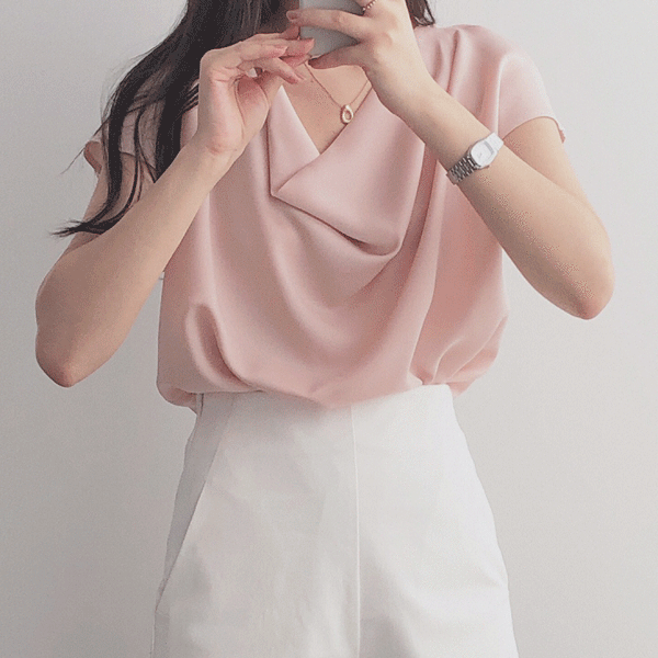 thecoi(더코이) / pink draping blouse(핑크 드레이핑 나시 블라우스)
