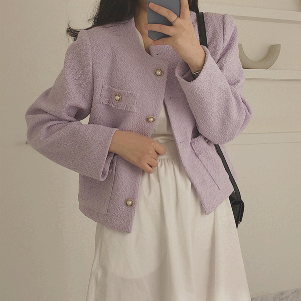더코이 (thecoi) - 바이올렛 진주 트위드 자켓 (violet pearl tweed jacket)